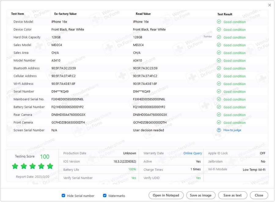 dr.fone verification report