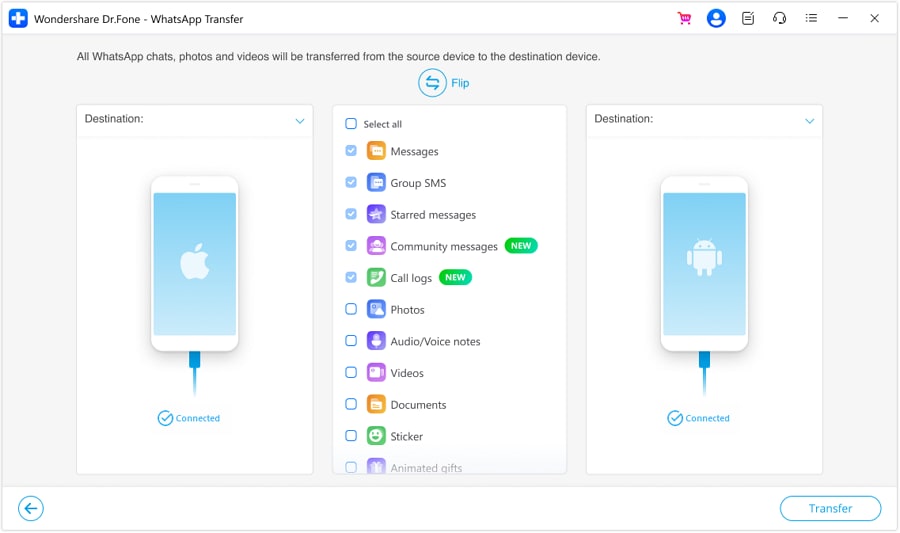 wondershare dr fone WhatsApp transfer